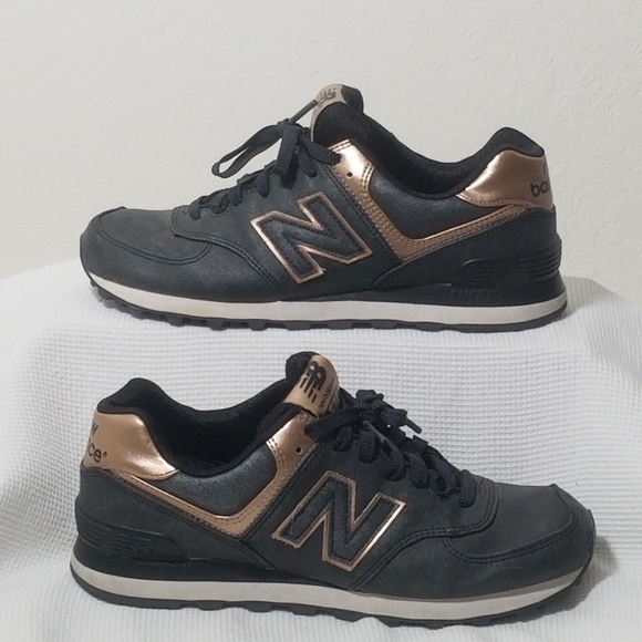 New Balance Women's Black and Bronze Sneakers - Picture 5 of 9